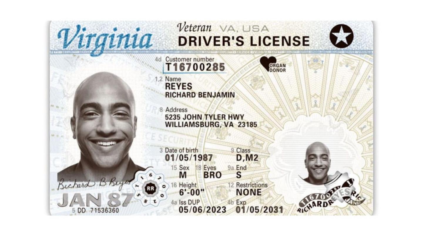 veteran Virginia driver's license organ donor