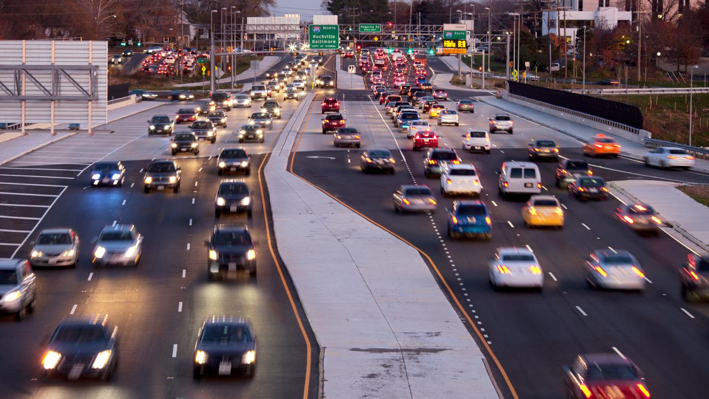 Virginia highway view during early daylight or evening