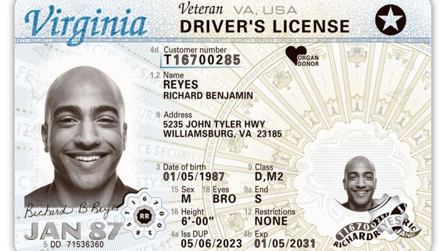 Licenses IDs Virginia Department Of Motor Vehicles   Va O21 V1a Dl 